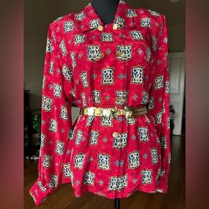 Vintage 80’s Bleyle Red Double‎ Breasted Blouse